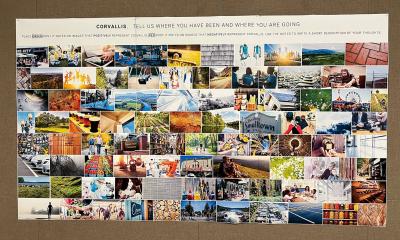 A poster of various photos of municipal buildings and facilities at the open house