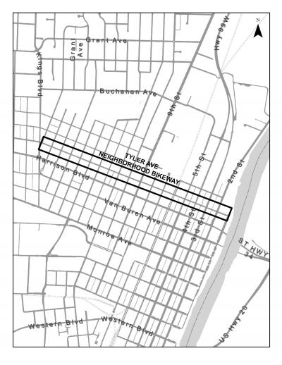 Tyler Avenue Bikeway CIP Map