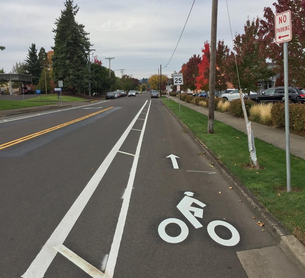 First Buffered Bike Lane Installed on NW Spruce Avenue Corvallis